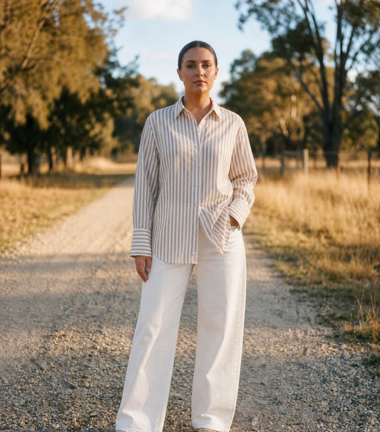 Lunar Shirt Beige Stripe