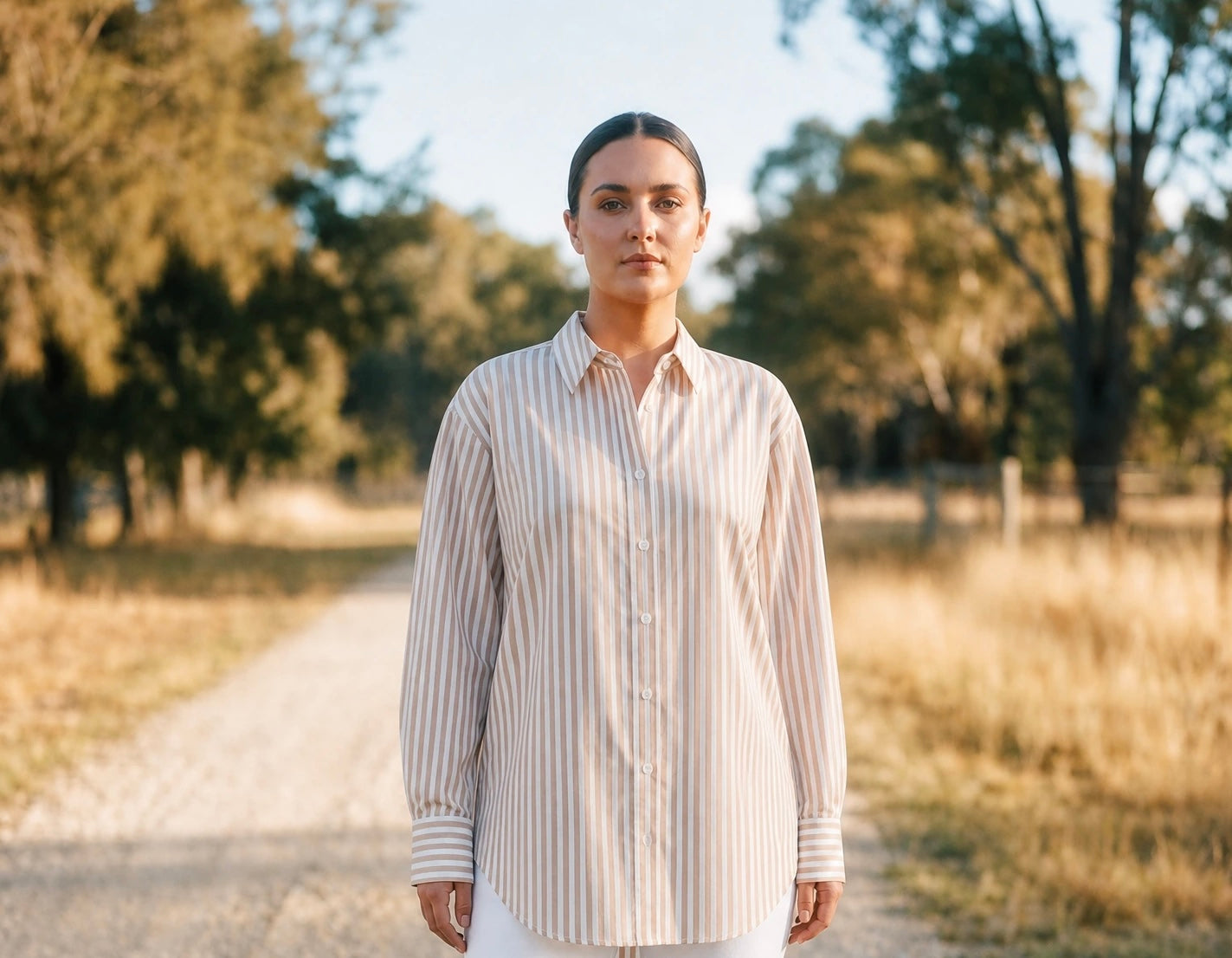 Lunar Shirt Beige Stripe