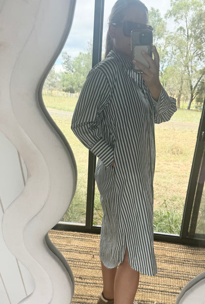 SAMPLE green stripe shirt dress