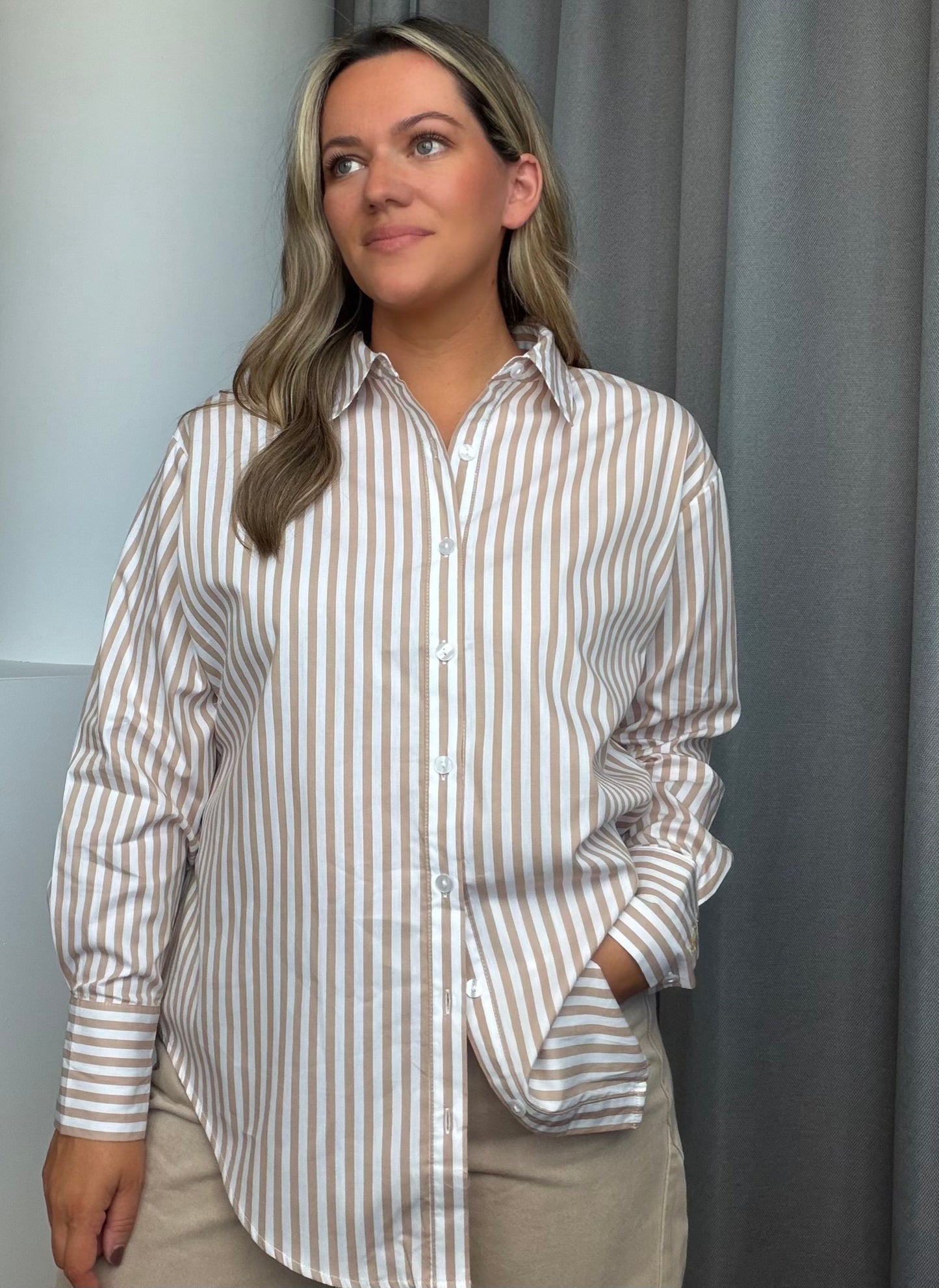 Lunar Shirt Beige Stripe