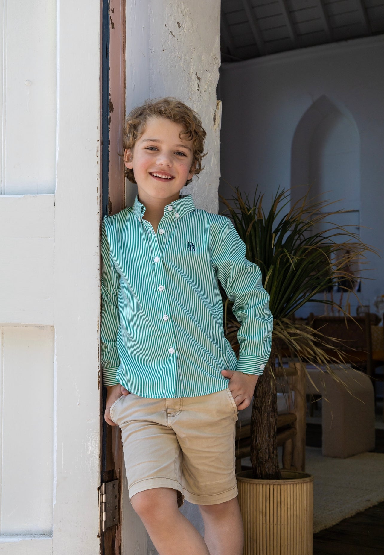 NEW The Broughton Shirt Green Stripe