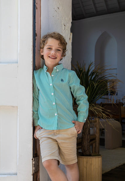 NEW The Broughton Shirt Green Stripe