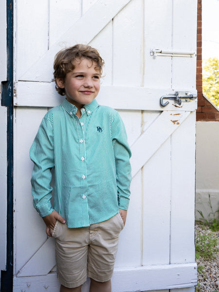 NEW The Broughton Shirt Green Stripe