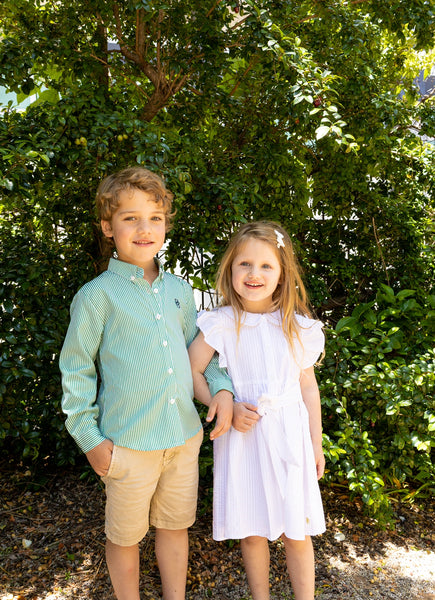 NEW The Broughton Shirt Green Stripe