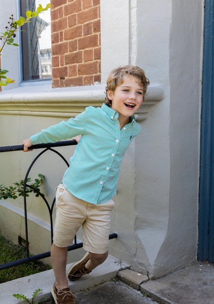 NEW The Broughton Shirt Green Stripe